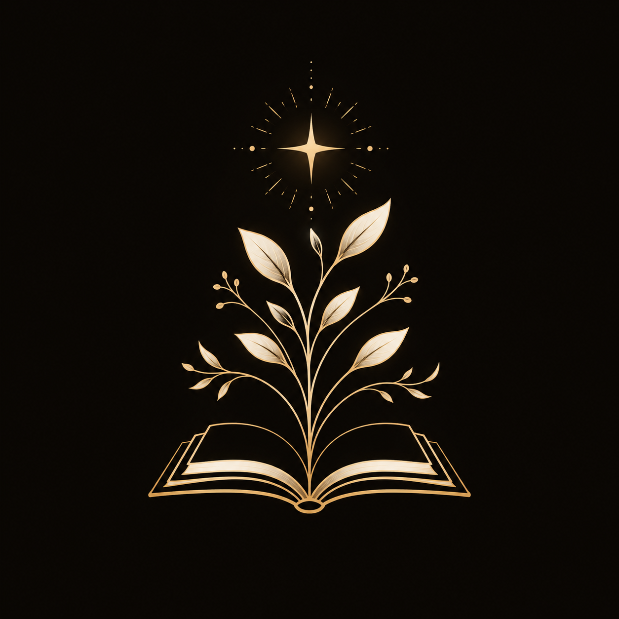 Faith and Flourishing icon with book, leaves, and light