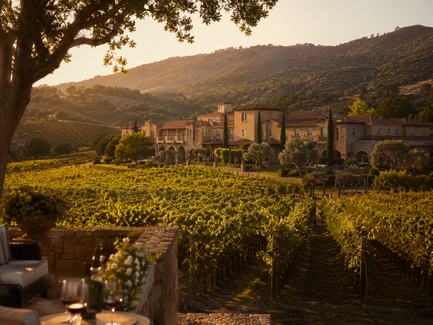 Sonoma wine country at golden hour